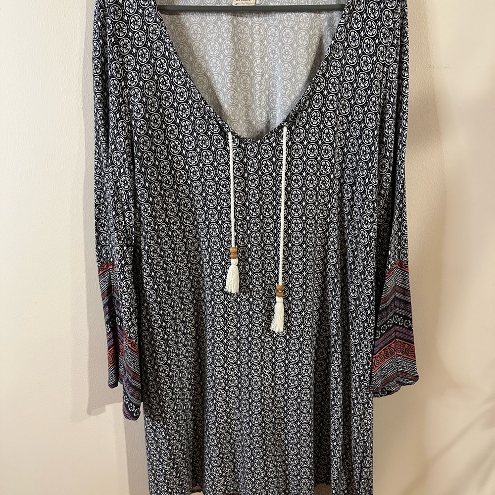 O'Neill Boho Patterned dress with bell sleeves and tassels
